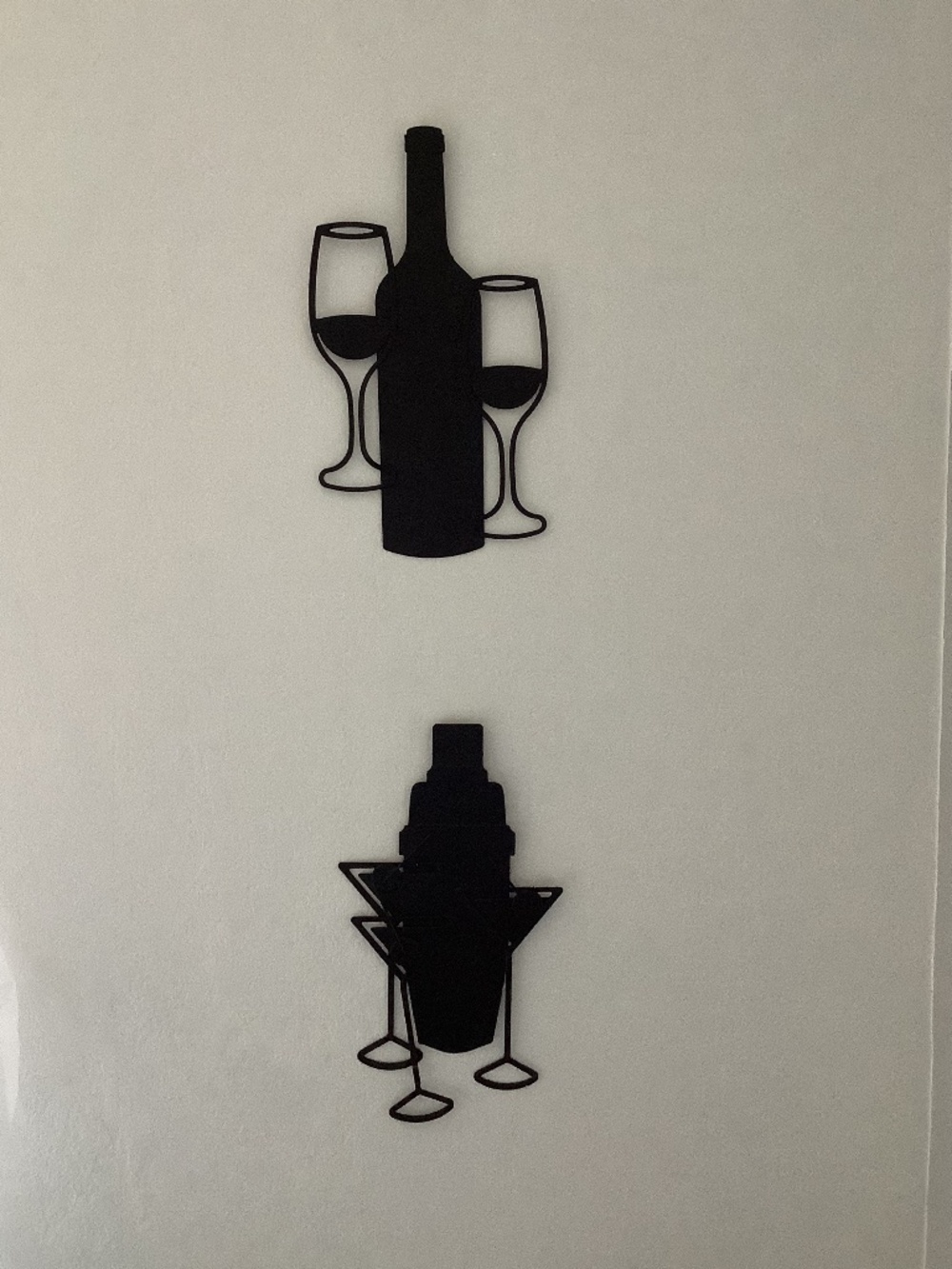 cocktail metal black wall hanging for bar diningroom wine martini 2pcs